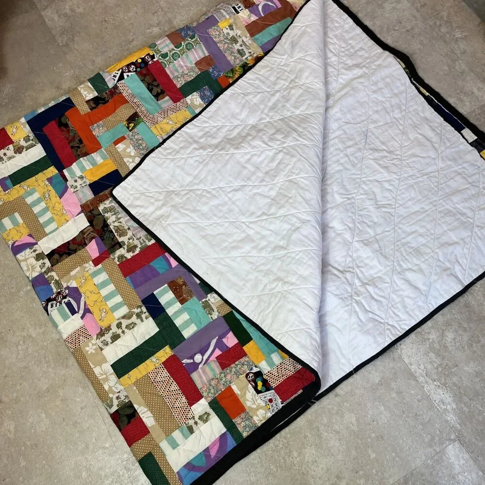 Vintage Handmade Scrappy Quilt 80